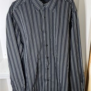 Claiborne Black and White Vertical Stripe Dress Shirt